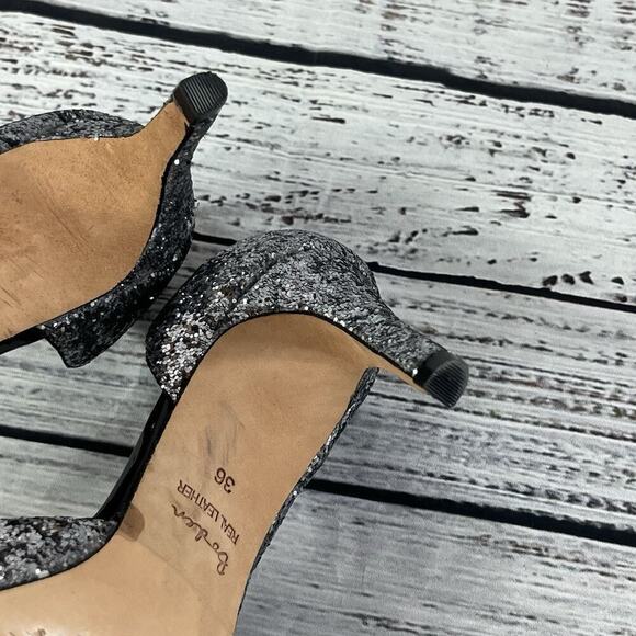 Boden Heels Pumps Shoes size 36 5.5 Gray Silver Sparkles Wedding Prom Evening - Picture 12 of 14